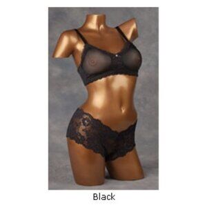 Transform See-Thru Bra & Panty Set Crossdresser Breast Forms Black 2X